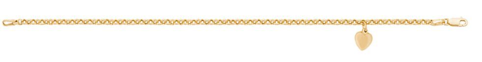 9ct Yellow Gold Ladies' 7.25 Inches Round Belcher Bracelet With Heart - Image 2