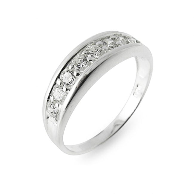 925 Sterling Silver Half Eternity CZ Ring Karma Jewellery and Body