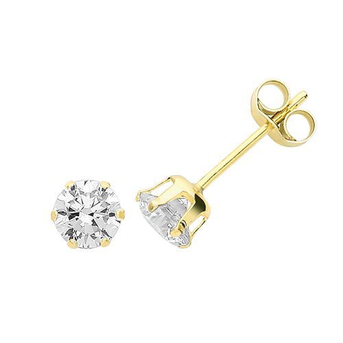 9ct Yellow Gold 4mm CZ Stud Earrings