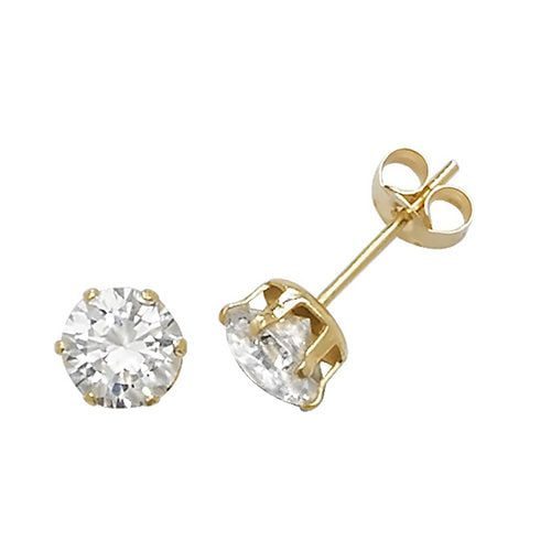 9ct Yellow Gold 5mm CZ Stud Earrings