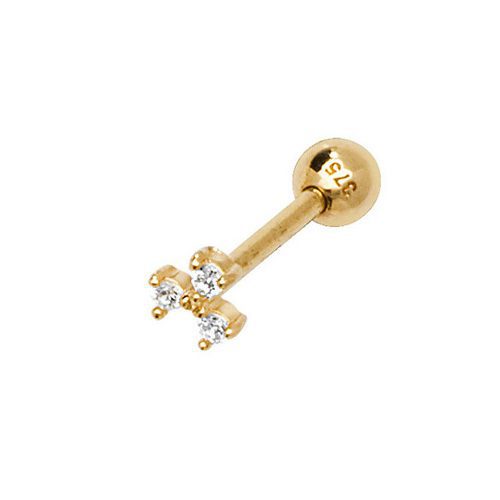 9ct Yellow Gold Triple Cz Cartilage 1.0mm x 8.5mm Ball Back Post Stud Helix Earring 0.30g
