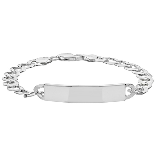 925 Sterling Silver Mens' Flat Open Curb ID Bracelet 8.5” 14.04g - Image 2