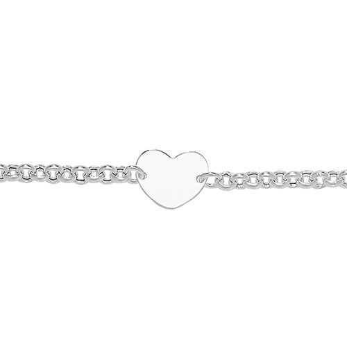 925 Sterling Silver Ladies' Heart Chain Bracelet