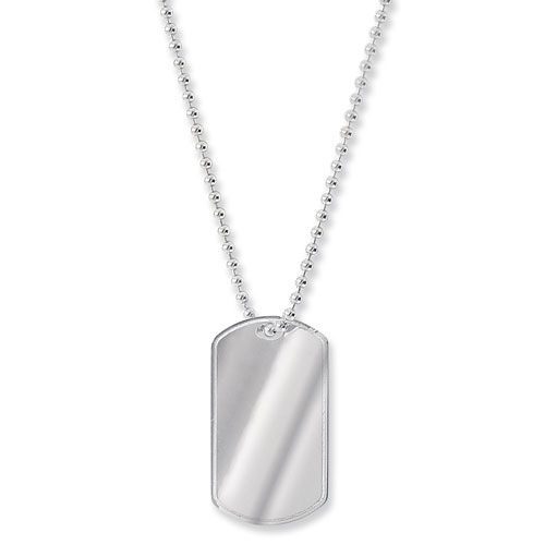 Silver Mens' Dog Tag and Bead Chain