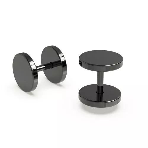 Black Earring Fake Ear Tunnel Plug 316L Surgical Steel 2mm, 3mm,4mm, 5mm, 6mm, 8mm, 10mm, 12mm and 14mm