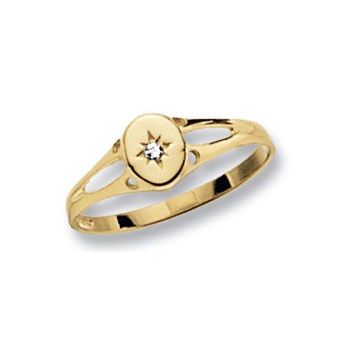 9ct Yellow Gold Maidens' Signet Oval CZ Ring
