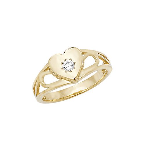 9ct Yellow Gold Babies' Signet Heart CZ Ring