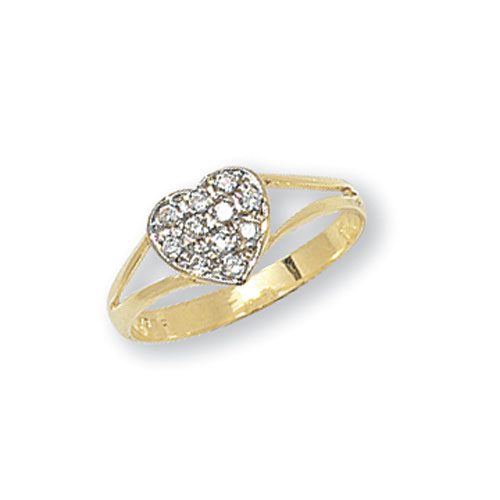 9ct Yellow Gold Babies' Heart CZ Ring