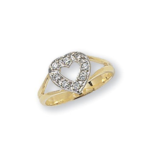 9ct Yellow Gold Babies' Cut Out Heart CZ Ring