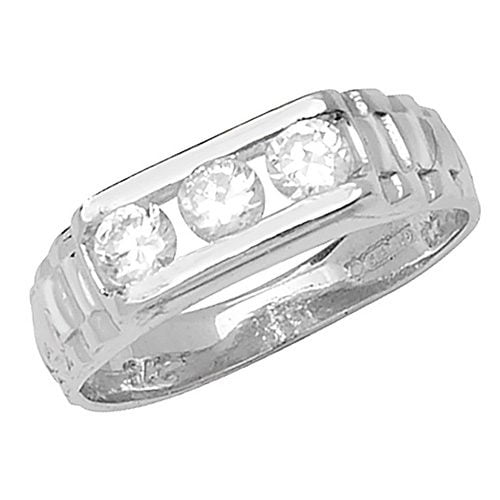 9ct White Gold Babies' 3 Stone CZ Ring