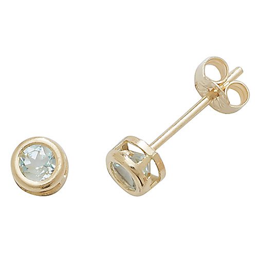 9ct Yellow Gold Blue Topaz Stud Earrings