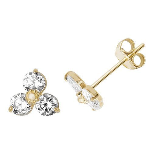 9ct Yellow Gold CZ Stud Earrings