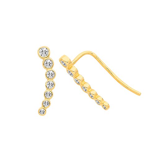 Bezel CZ Climber Earrings