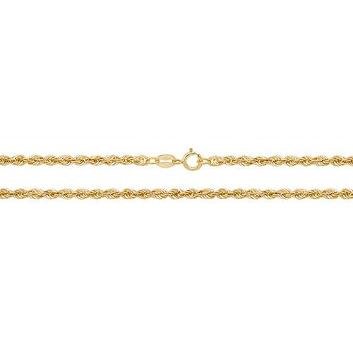 9ct Yellow Gold Rope Chain 7" 16" 18" 20" 22" 24" [1.40g - 3.80g]