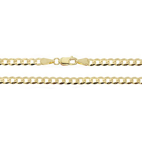 9ct Yellow Gold Flat Bevelled Curb Chain 7" 16" 18" 20" 22" 24" [3.50g - 11.00g]