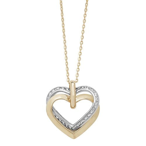 9ct Yellow Gold Cubic Zirconia Double Heart Necklace 18" [2.80g]