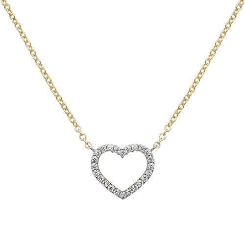 9ct Yellow Gold Cubic Zirconia Heart Necklace 16+2" [3.00g]