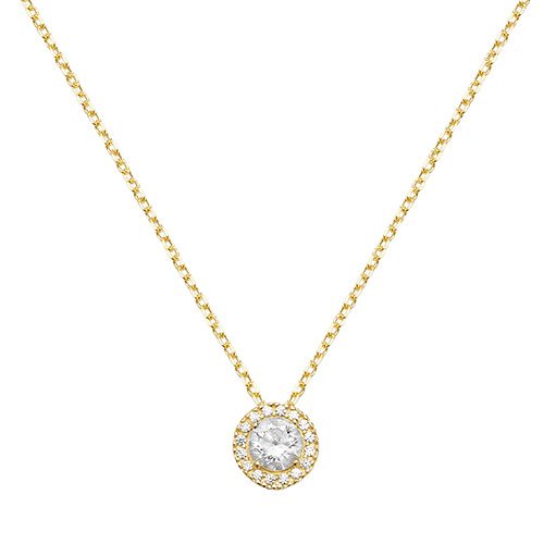 9ct Yellow Gold Cubic Zirconia Gemstone Necklace 18" [1.60g]