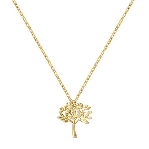 9ct Yellow Gold Tree Pendant Necklace 16+2" [1.40g]