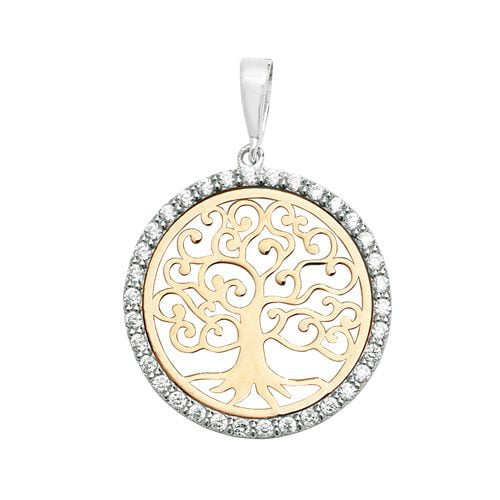Tree of Life Round Cz Pendant