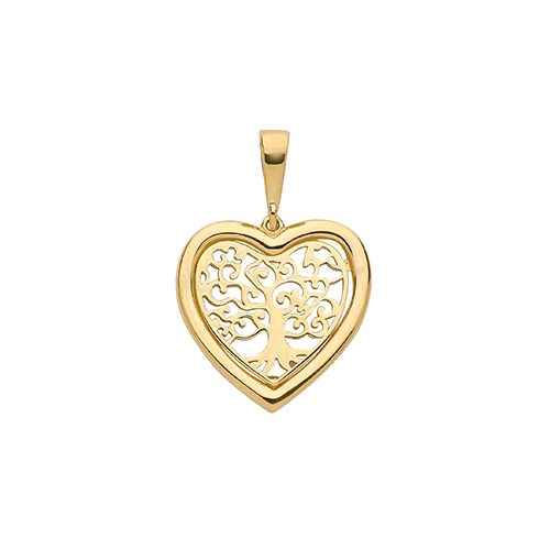 9ct Yellow Gold Tree of Life Heart Pendant 1.10g