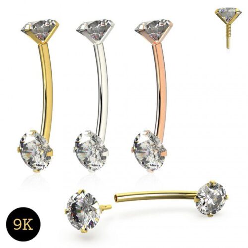 Cubic Zirconia Curved Barbell
