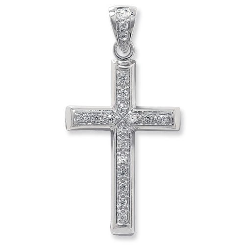 925 Sterling Silver CZ Cross Pendant 57 mm