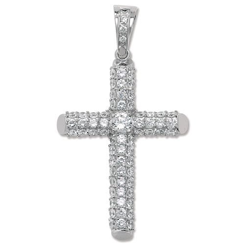 Sterling Silver CZ Cross Pendant