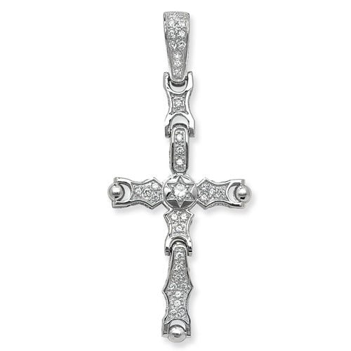 925 Sterling Silver CZ Cross Pendant 60 mm