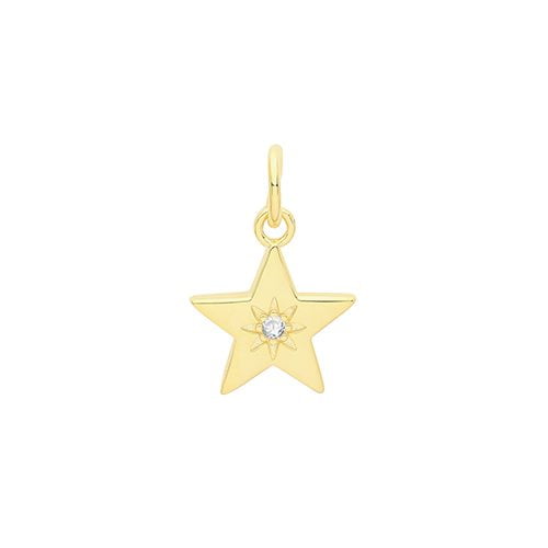 925 Sterling Silver Gold Plated CZ Star Pendant Charm