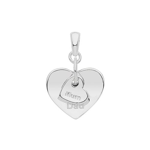 925 Sterling Silver Mum and Dad Pendant Charm
