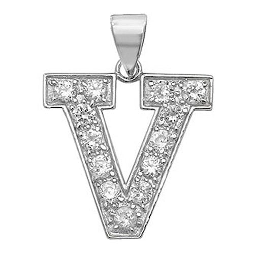 Silver CZ V Pendant Charm