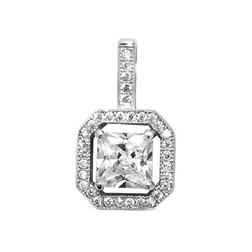 925 Sterling Silver CZ Pendant Charm