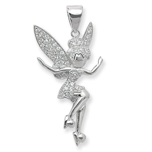 925 Sterling Silver Tinkerbell CZ Pendant Charm