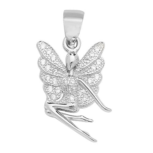 925 Sterling Silver Fairy CZ Pendant Charm