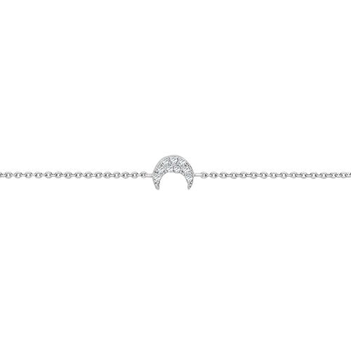 925 Sterling Silver Ladies CZ Moon Bracelet 7.5"