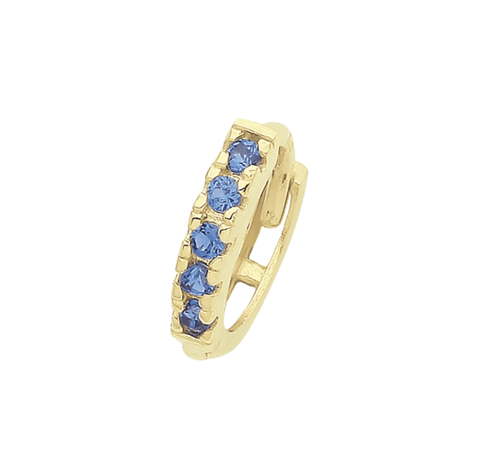 9ct Yellow Gold Huggie Hoop Earring With Simulated Diamond – Cartilage/Helix/Lobe
