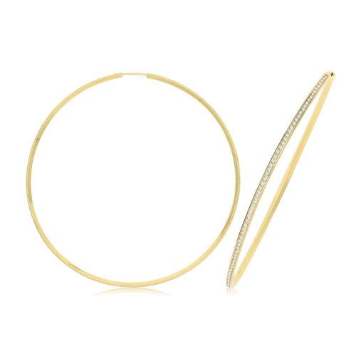 Gold Thin CZ Hoops