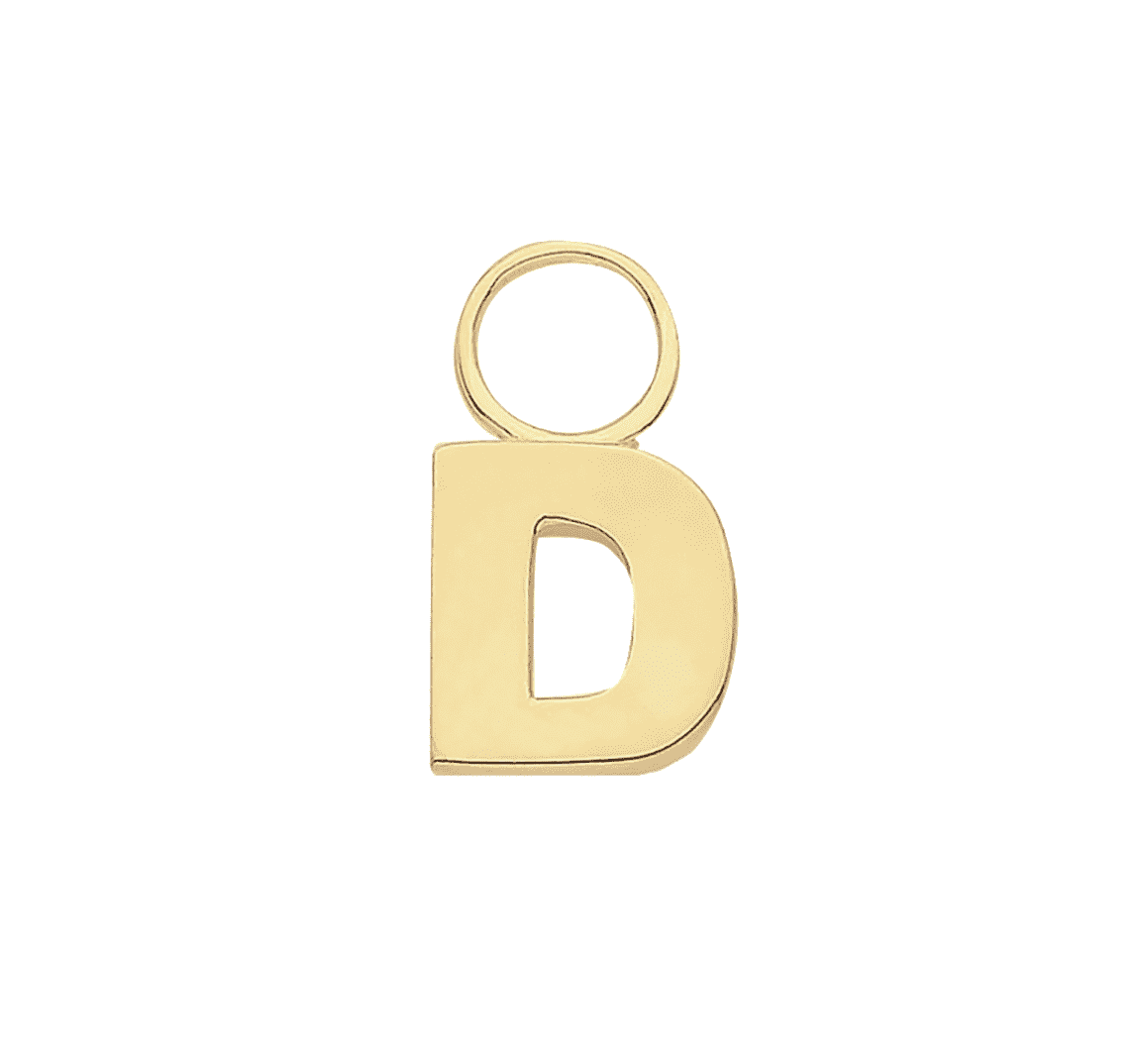Gold Initial Earring Charm D
