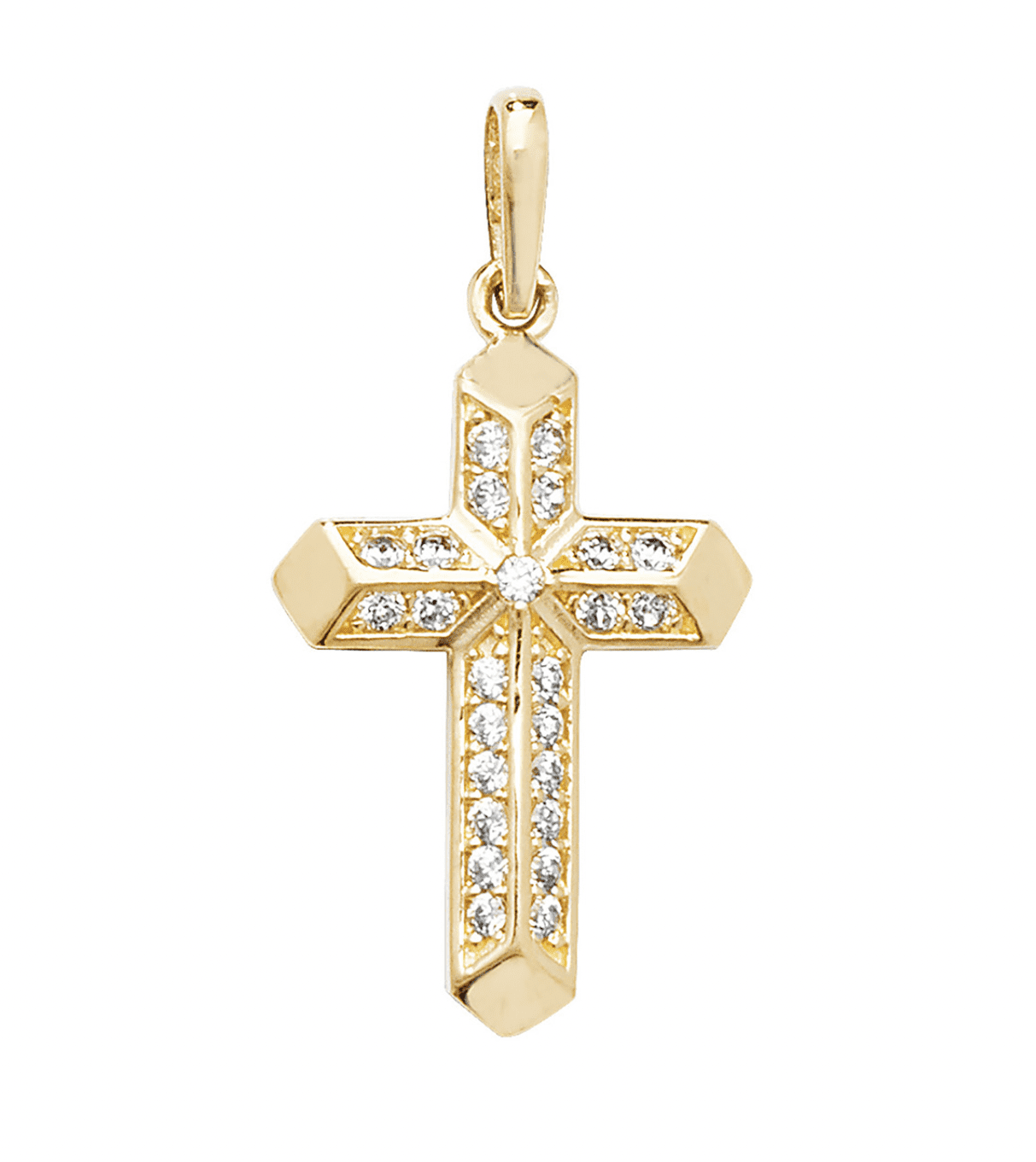 Gold CZ Cross Pendent