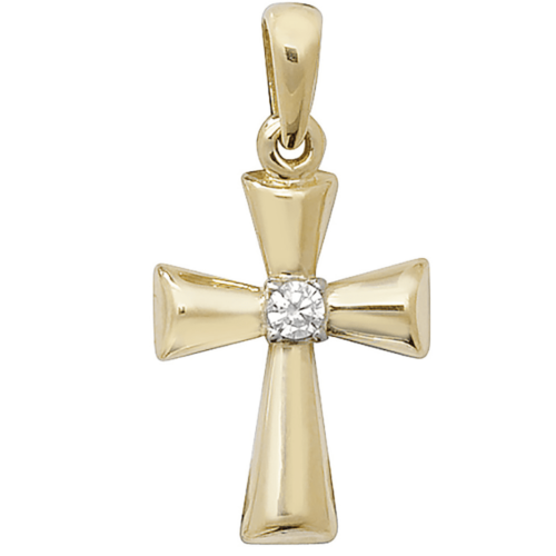 Gold CZ Cross Pendent