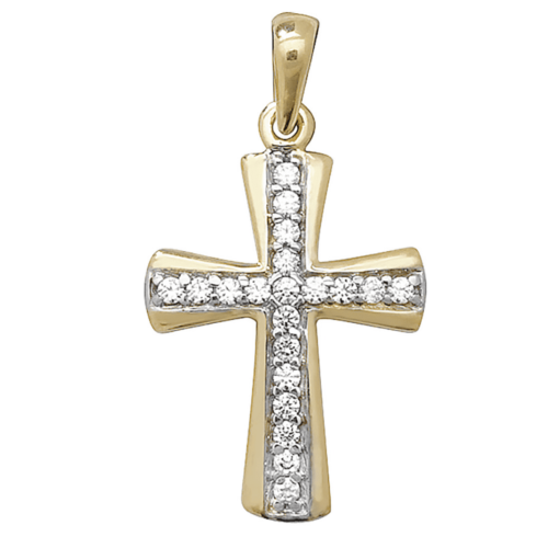 Gold Cross CZ Pendant