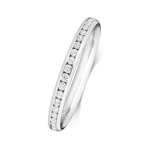 Platinum Eternity Diamond Wedding Band Ring 75% Pave Set - 2.2MM - Image 3
