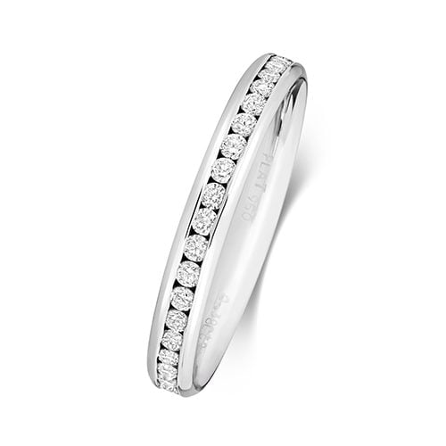 Diamond Platinum Eternity Wedding Band 75% Pave Set Ring- 2.7MM - Image 3