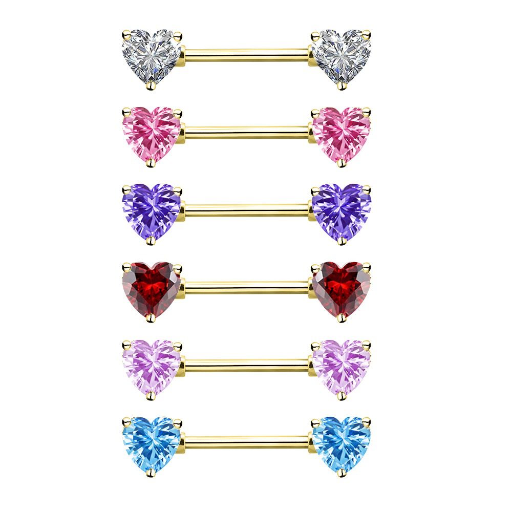 Heart Yellow Gold Nipple Bar
