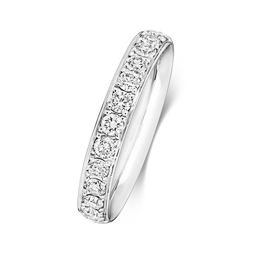 Platinum Diamond Eternity Wedding Band Ring 50% Grain Set - 3.1MM - Image 3