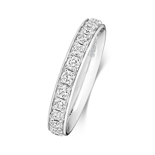 Platinum Diamond Eternity Wedding Band Ring 100% Grain Set - 3.1MM - Image 3