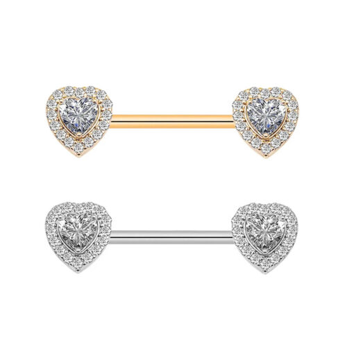 New Karma Titanium Heart Nipple Bar 1.6mm x 14mm