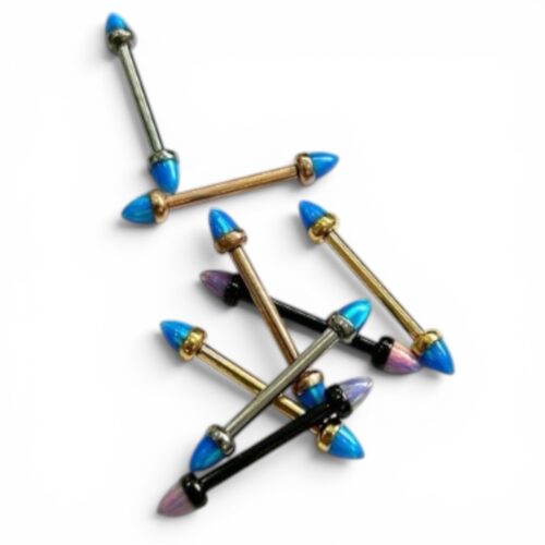 Karma Titanium Opal Spike Nipple Bar 1.6mm x 14mm Assorted Colours
