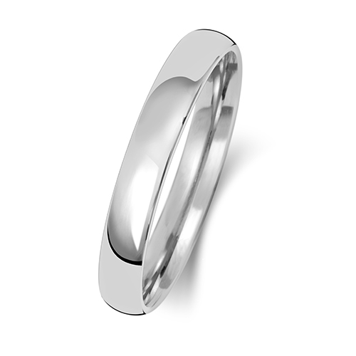 9ct White Gold Wedding Ring Slight Court Band 3mm - Image 2